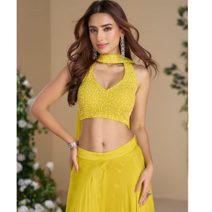 Designer Palazzo with Fancy Choli Blouse and Dupatta - Ethnic Wear USA