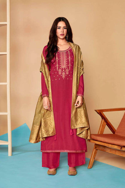 dusty pink kameez shalwar front view in silk