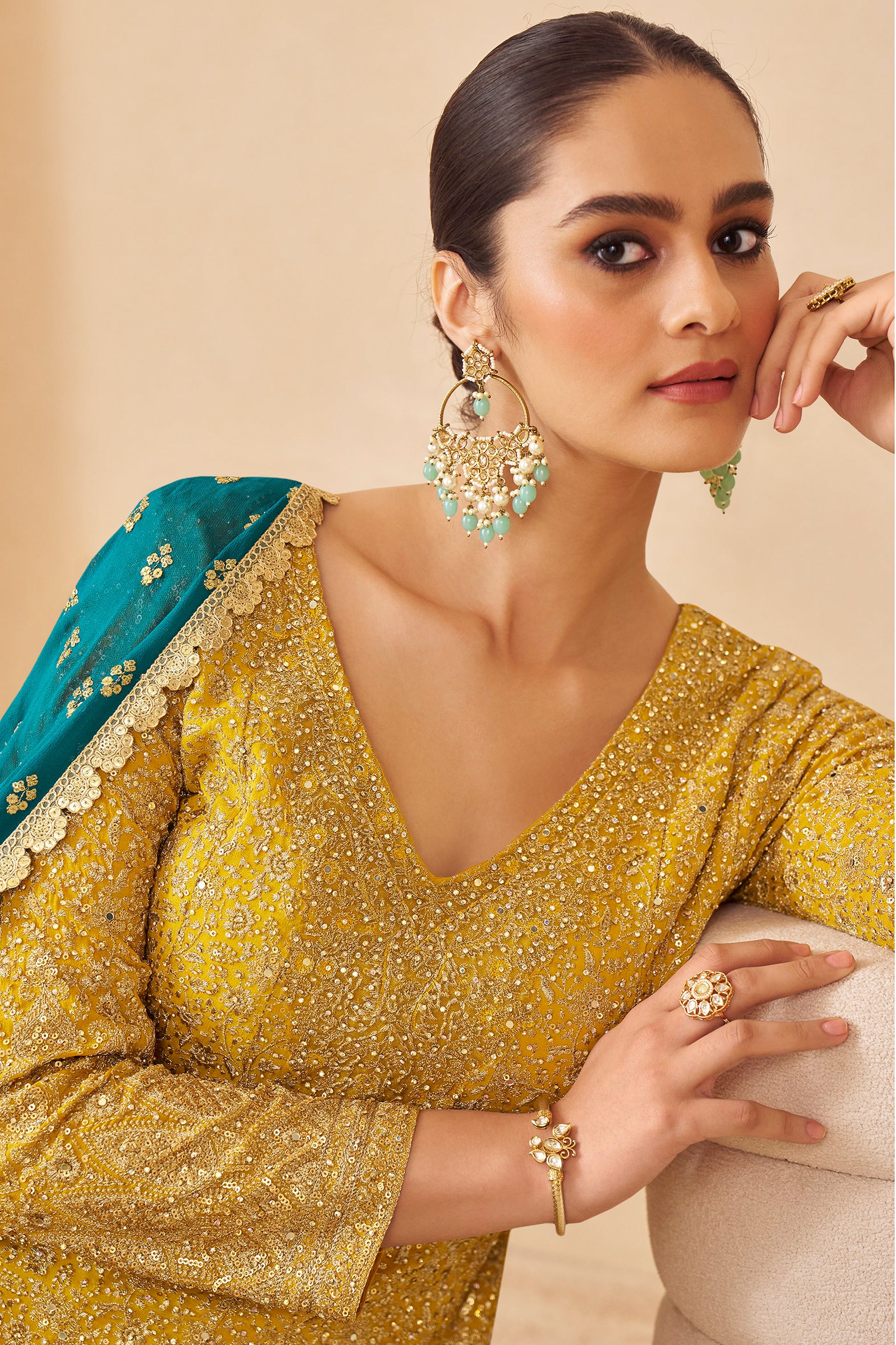 Wearing haldi ceremony for Women in USA