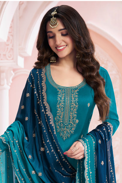 Embroidered Salwar Kameez With Dupatta - Pakistani Party Wear Outfit For Special Occasions