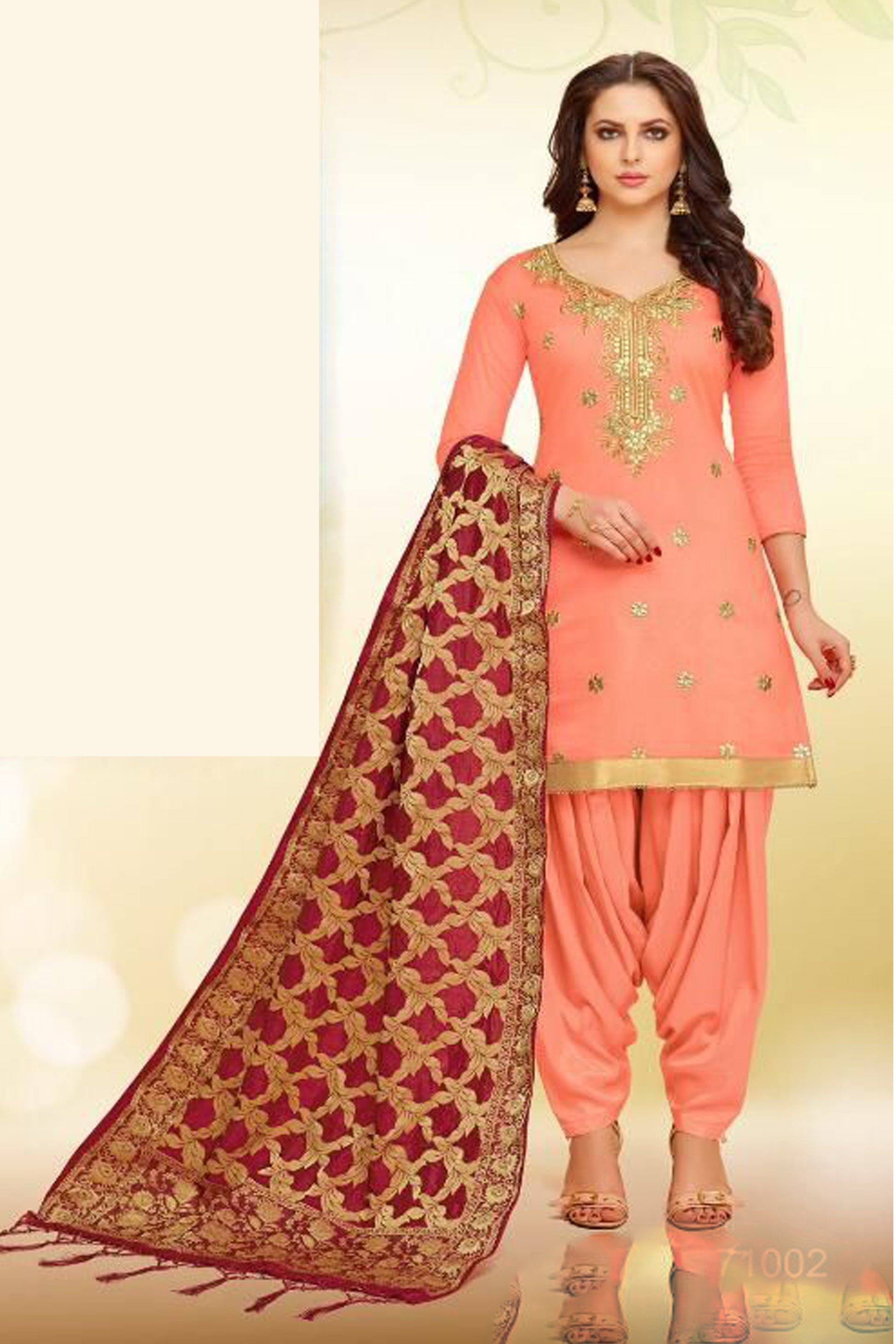 Orange patiala suit for women festive wear
