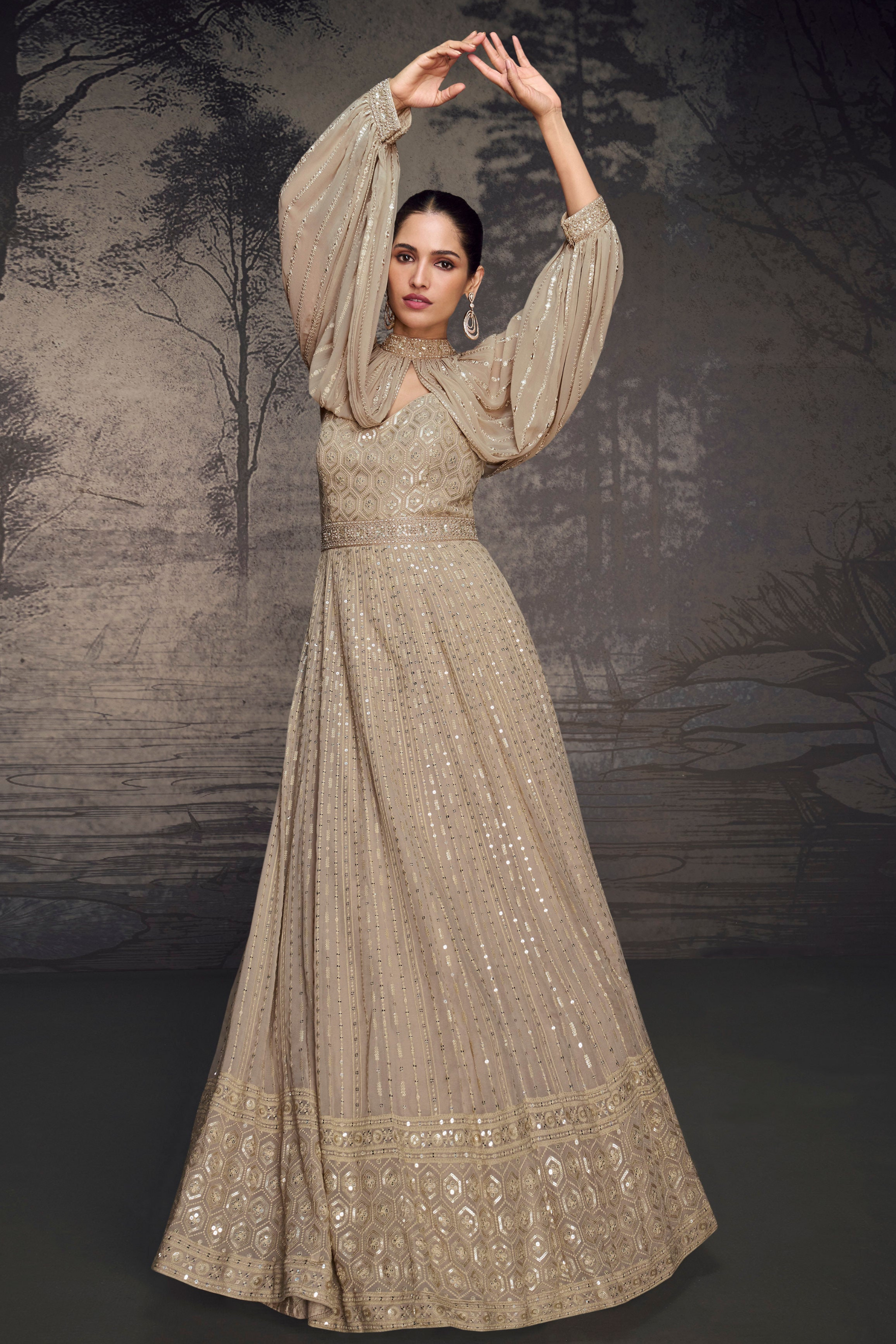 Heavy South Asian Real Georgette Designer Anarkali Suits For Ramadan Special Party Wear