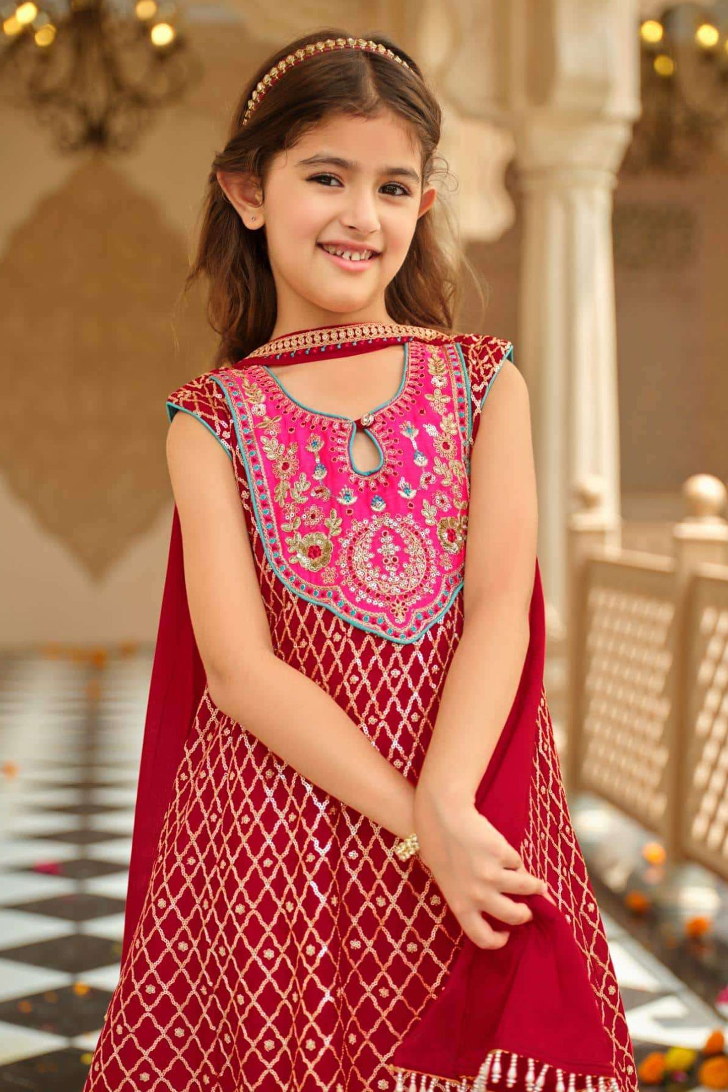 Red Designer Patiala Suit for Kids Wedding Collection