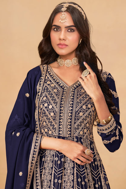 Long Anarkali Dress With Fox Georgette Dupatta - Ready To Wear Ethnic Outfit USA