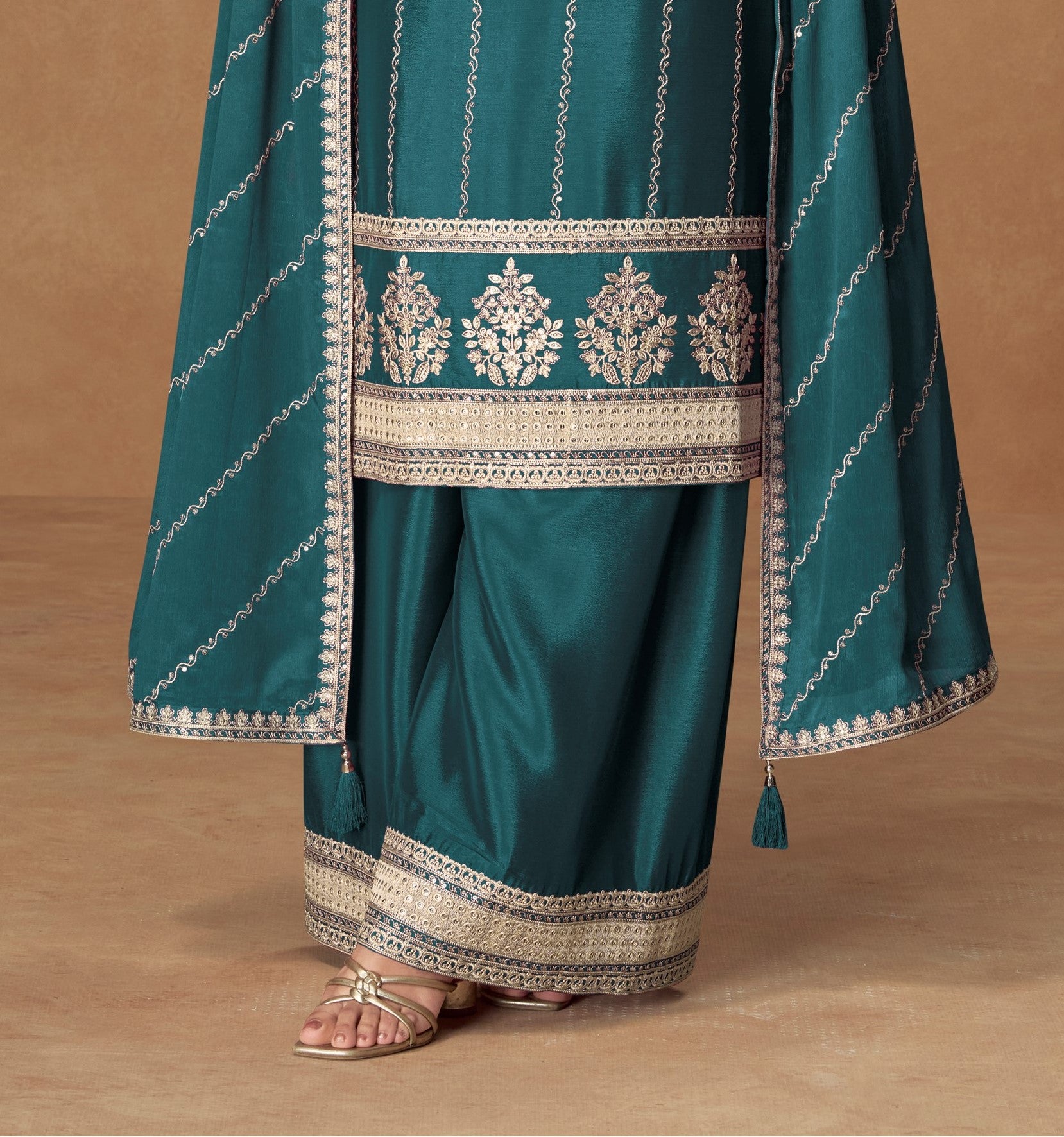 Indian Party Designer Heavy Embroidered Palazzo Suit 