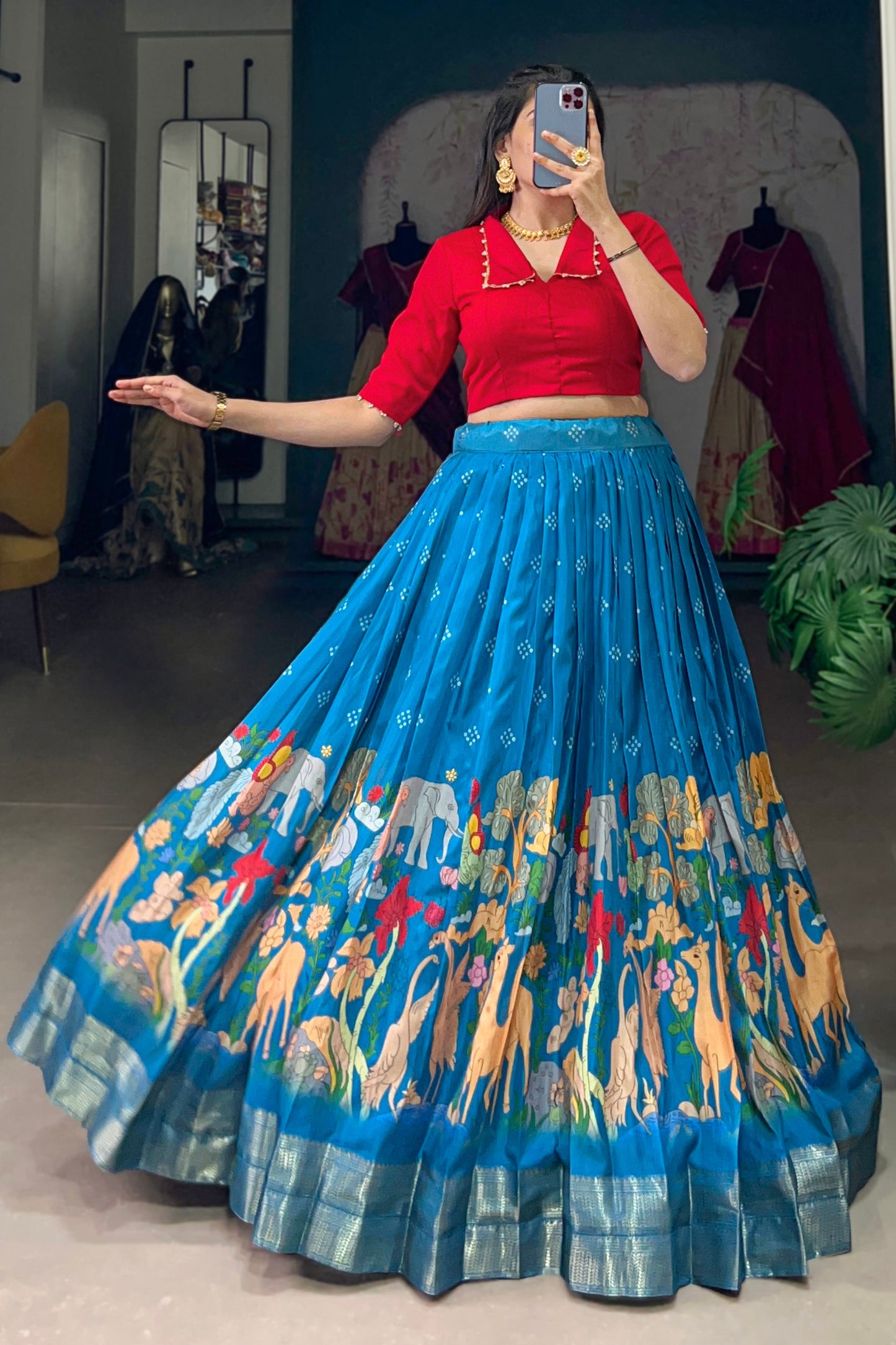blue lehenga,plus size available,Comfort Fit,Premium Fabric,Express Delivery.