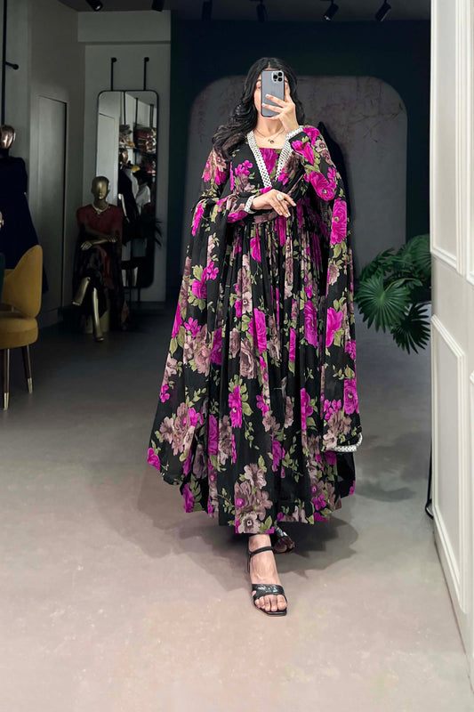 Wedding Designer Purple Anarkali Party Wear Traditional Gown With Dupatta Suit