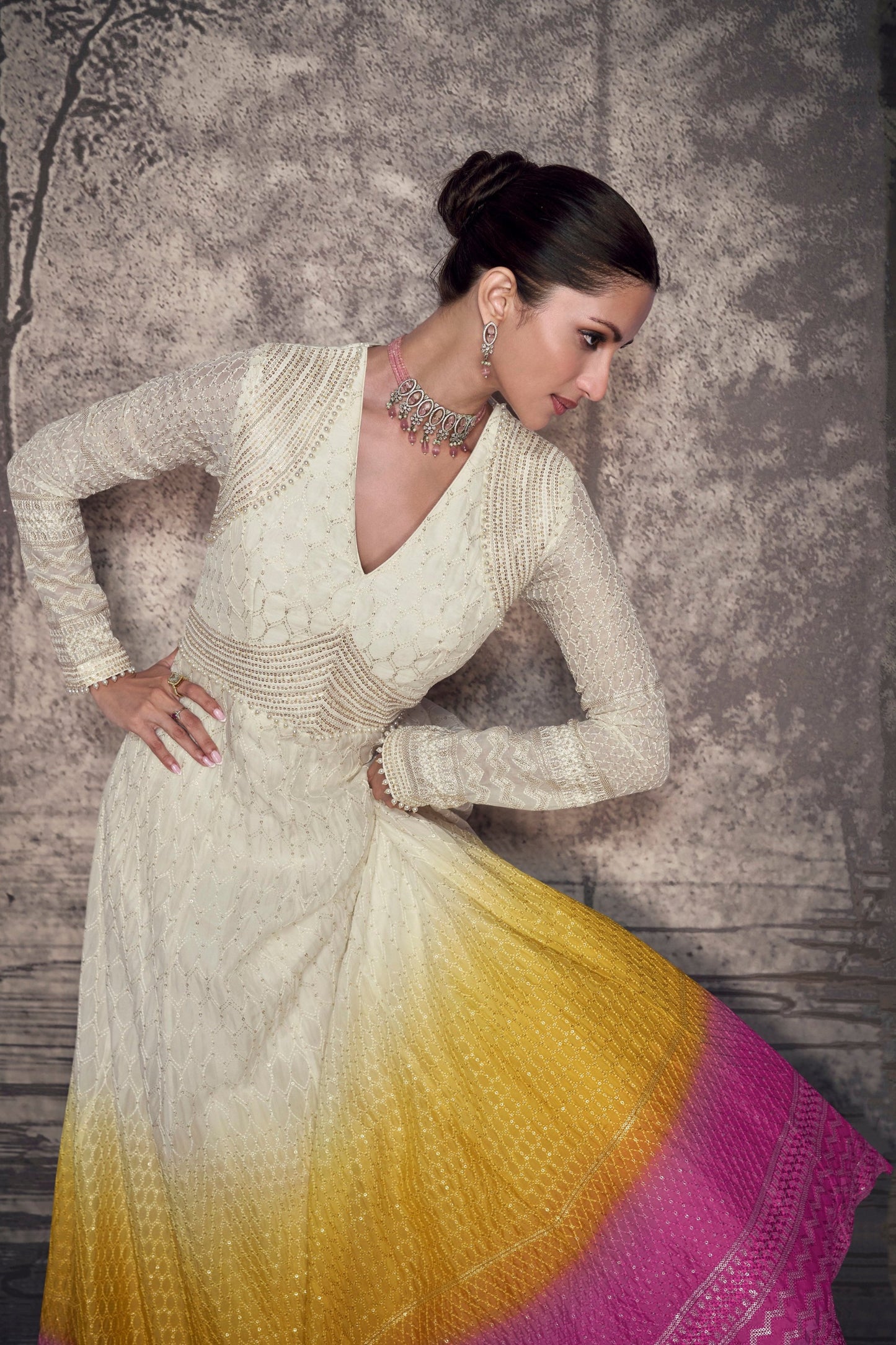 Bollywood Heavy Flared Pakistani Anarkali Dress For Reception Wear Dupatta Suit