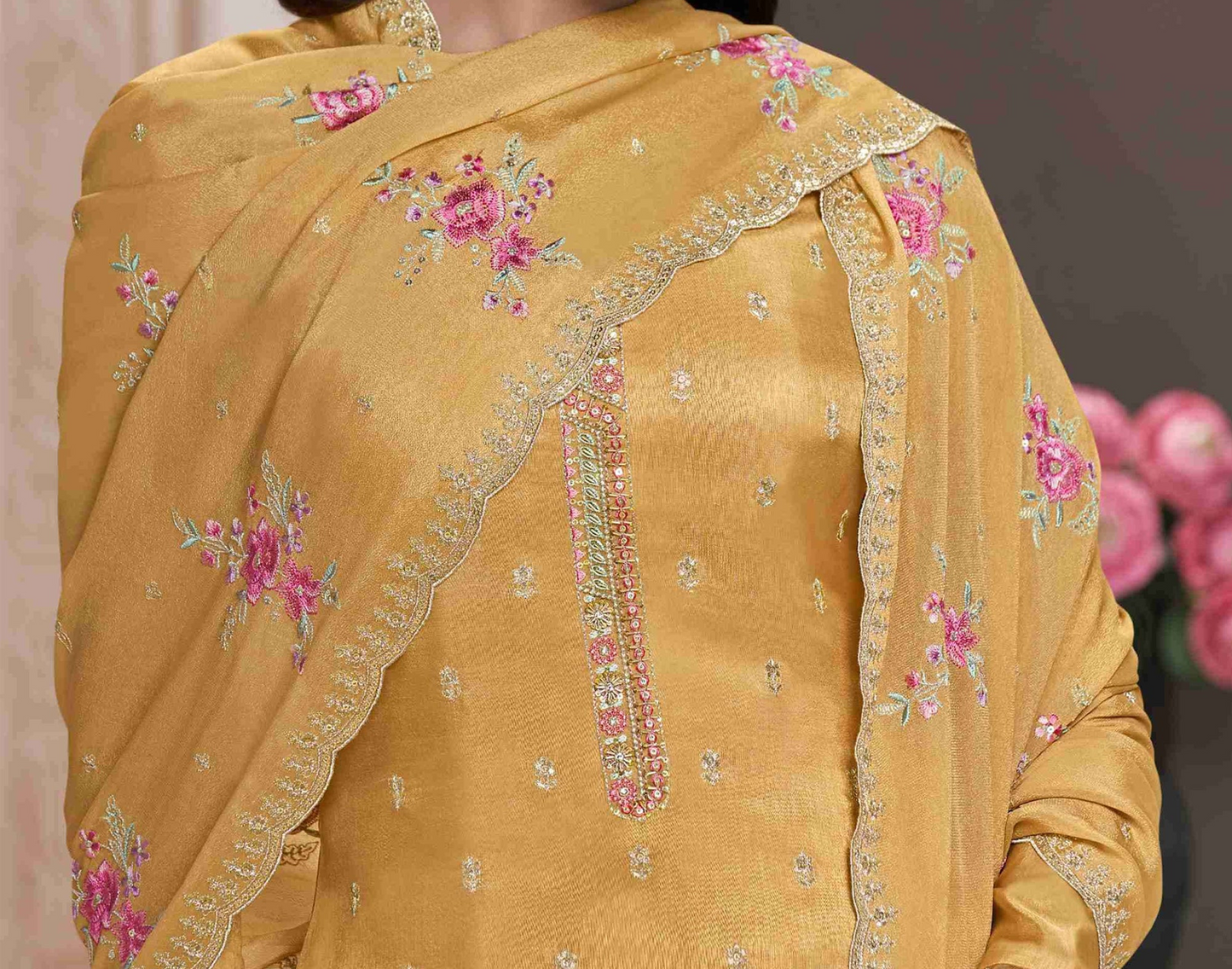 Indian Salwar Kameez In Yellow Color
