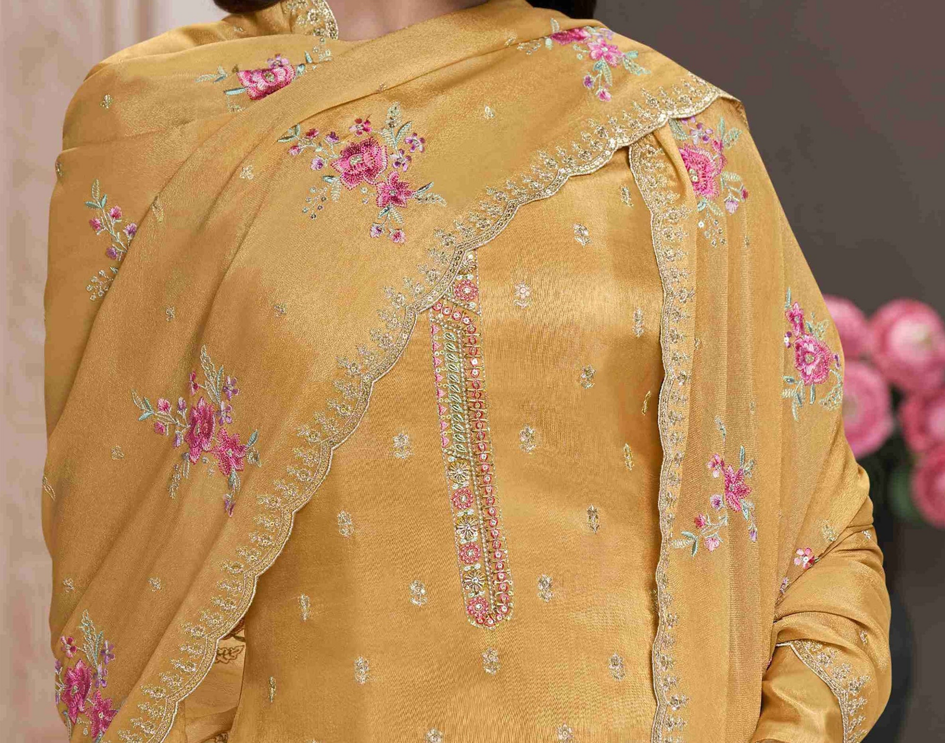 Indian Salwar Kameez In Yellow Color