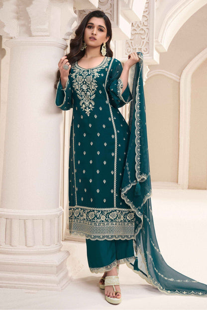 green kameez shalwar front view with embroidery