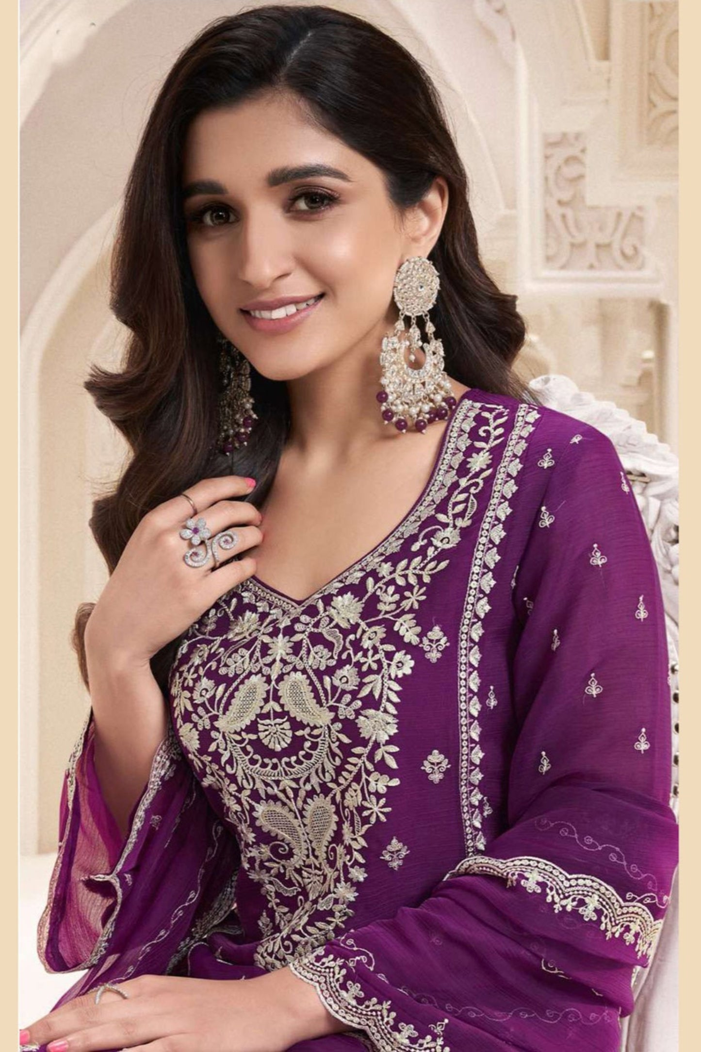 Embroidered Salwar Kameez Women In Chinon Fabric