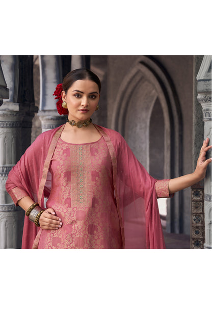 Peach salwar kameez full set displayed for party wear