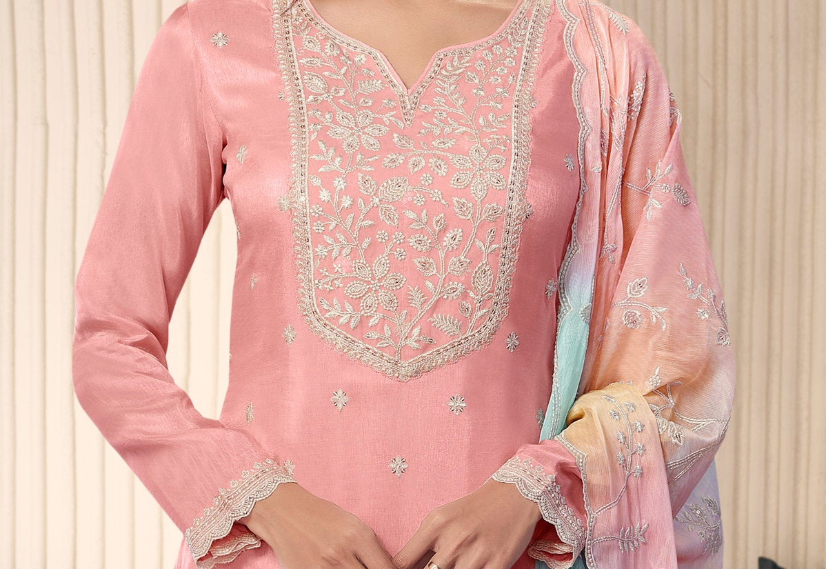 peach salwar kameez suit styled for wedding events