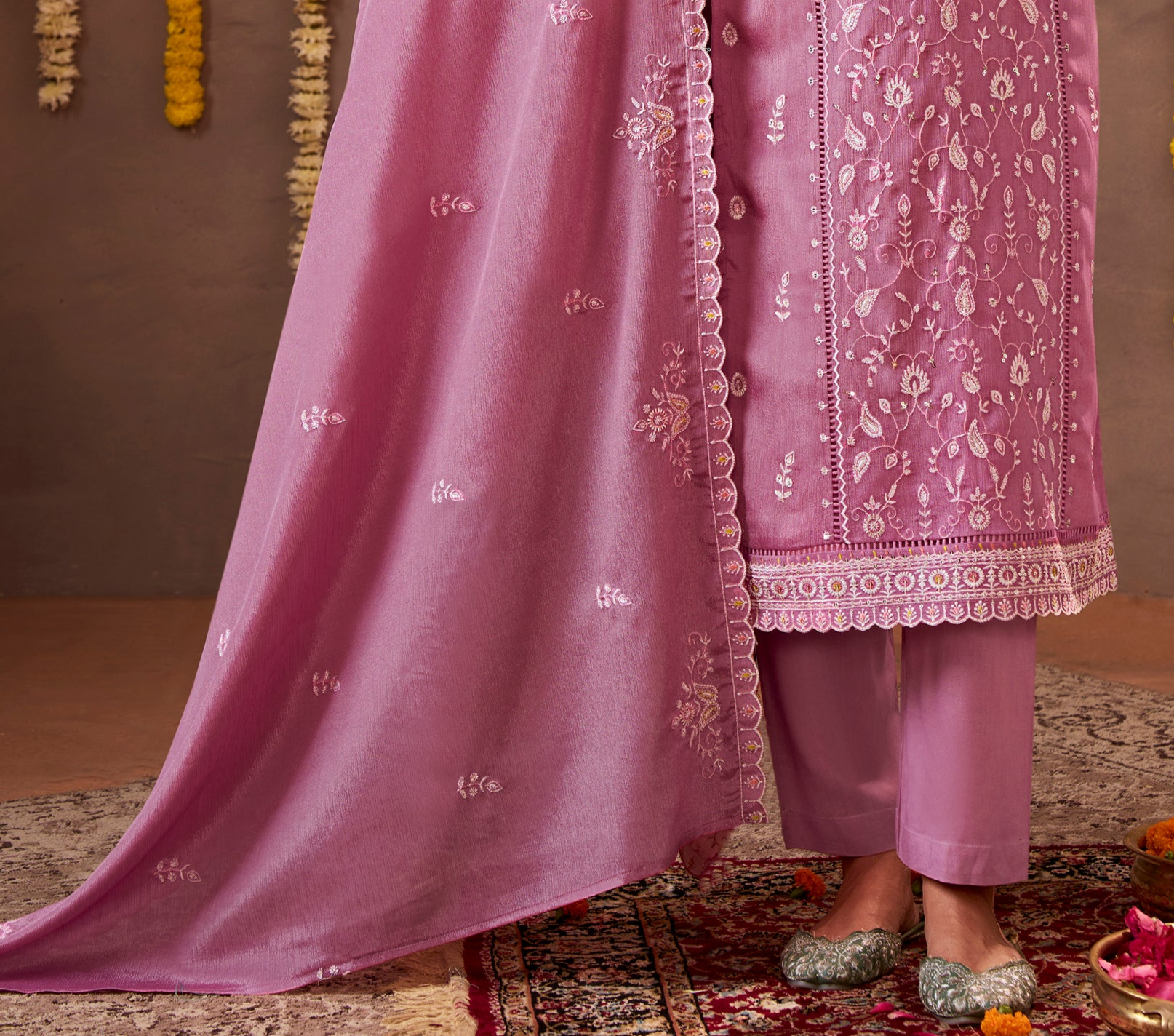Gorgeous Plus Designer Chinon Embroidered Suit, perfect for weddings and festive wear.