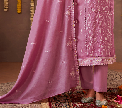 Gorgeous Plus Designer Chinon Embroidered Suit, perfect for weddings and festive wear.