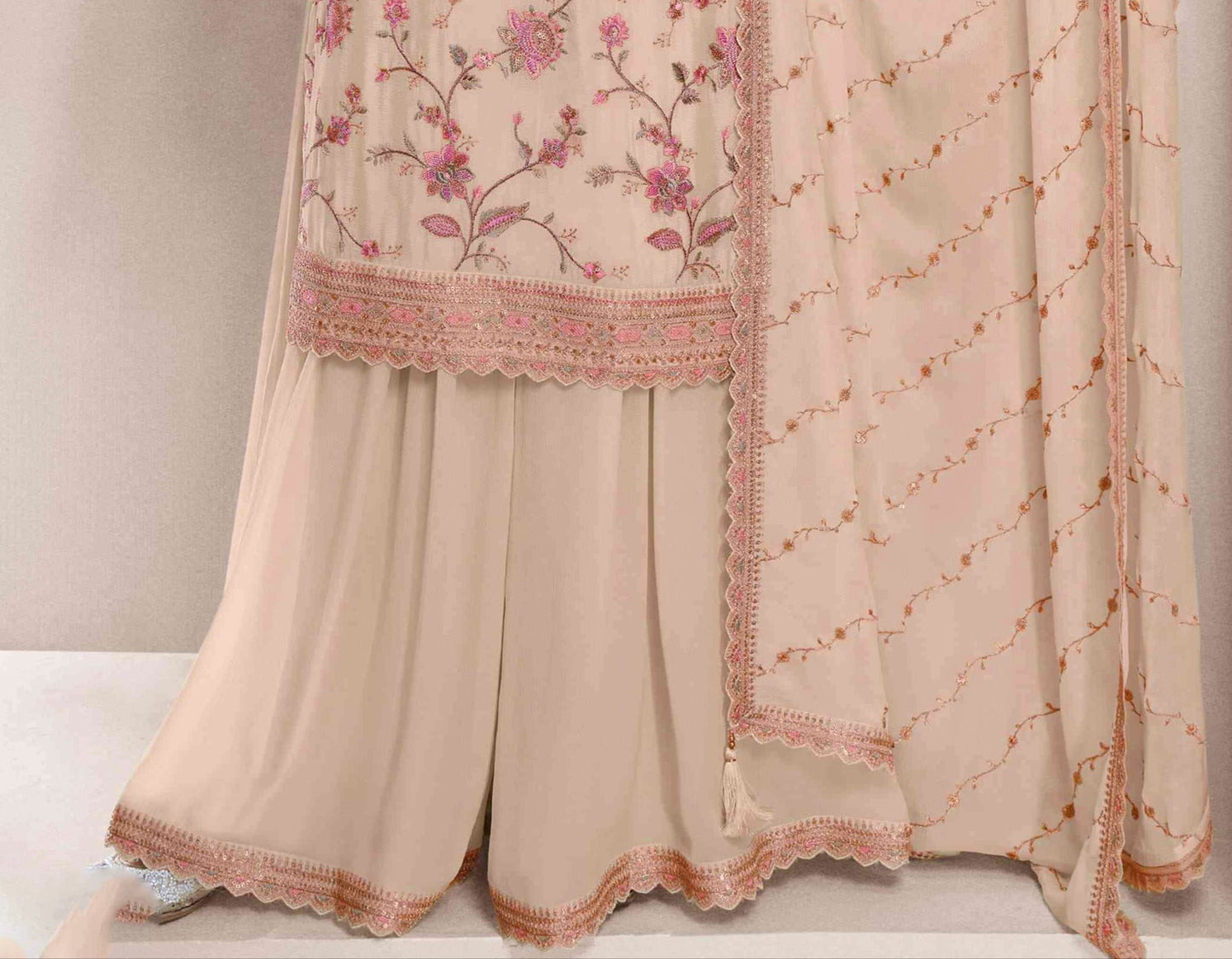 Pakistani Indian Function Party Wear Salwar Kameez Palazzo Dupatta Dress USA Women's