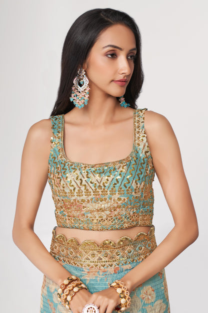 Sky Blue Saree brings breezy freshness – perfect for casual days and summer events.
