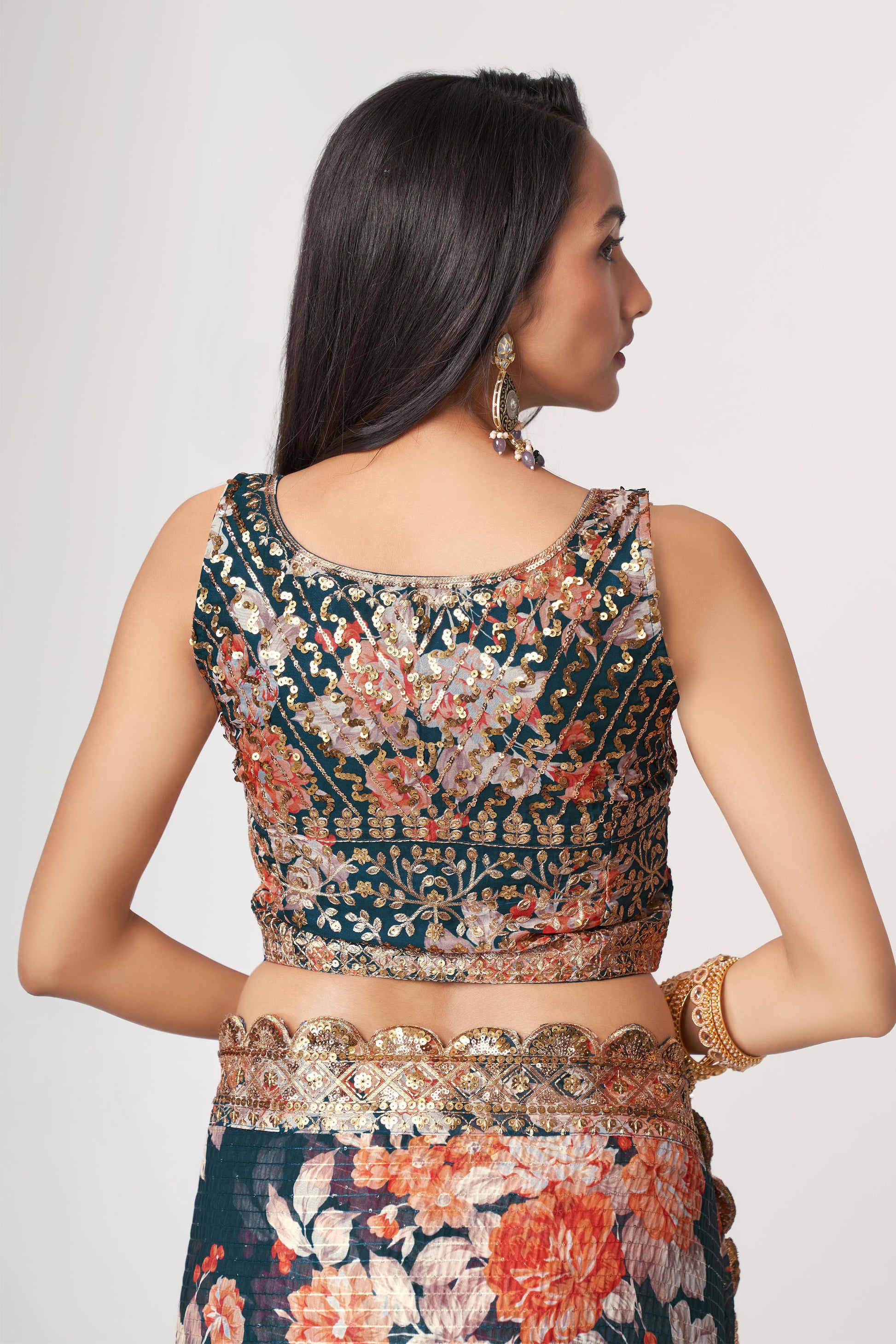 Blue Saree offers calm elegance – a versatile pick for every occasion.
