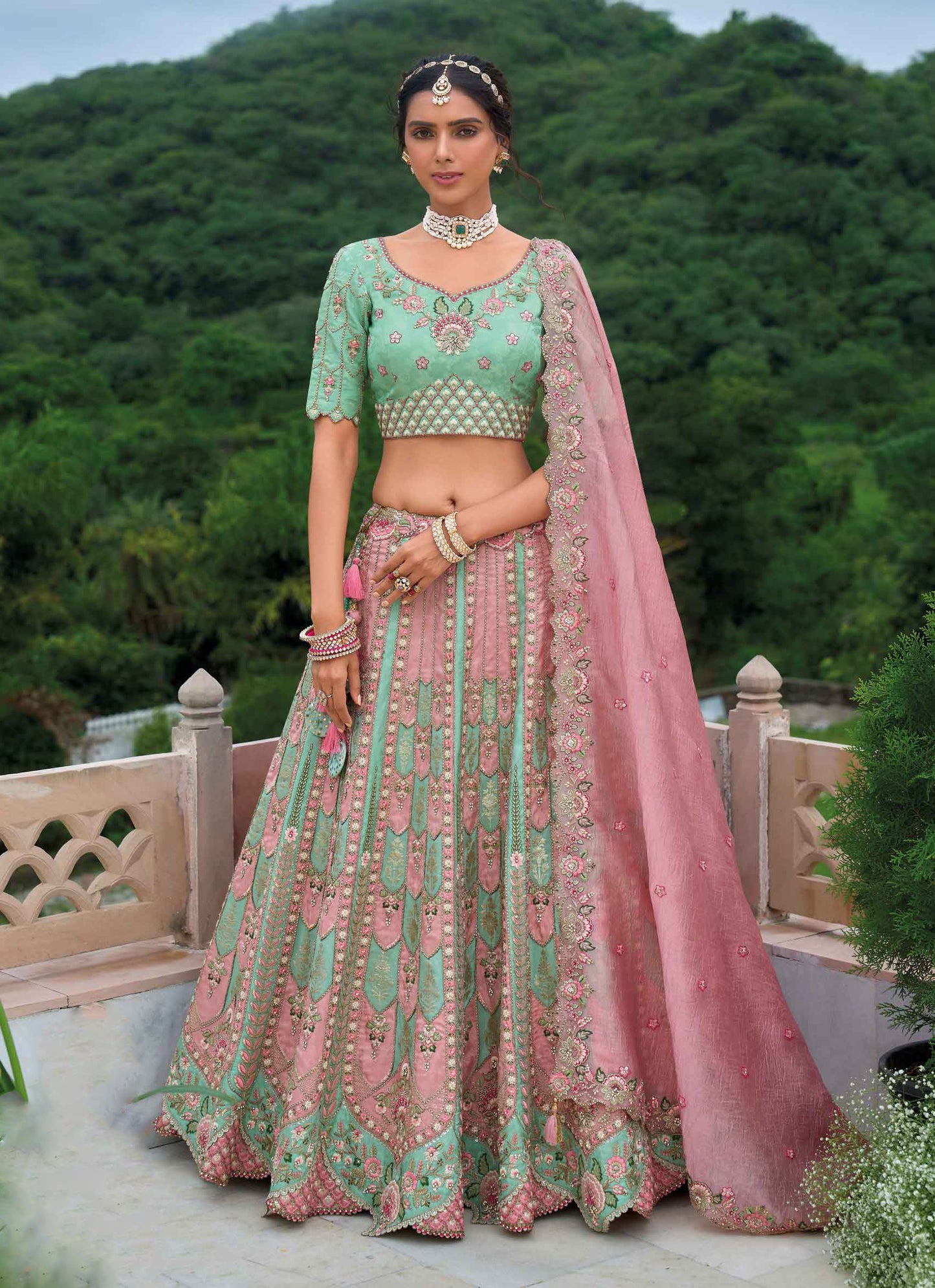 "Lehengas made for Indian functions across the USA."

