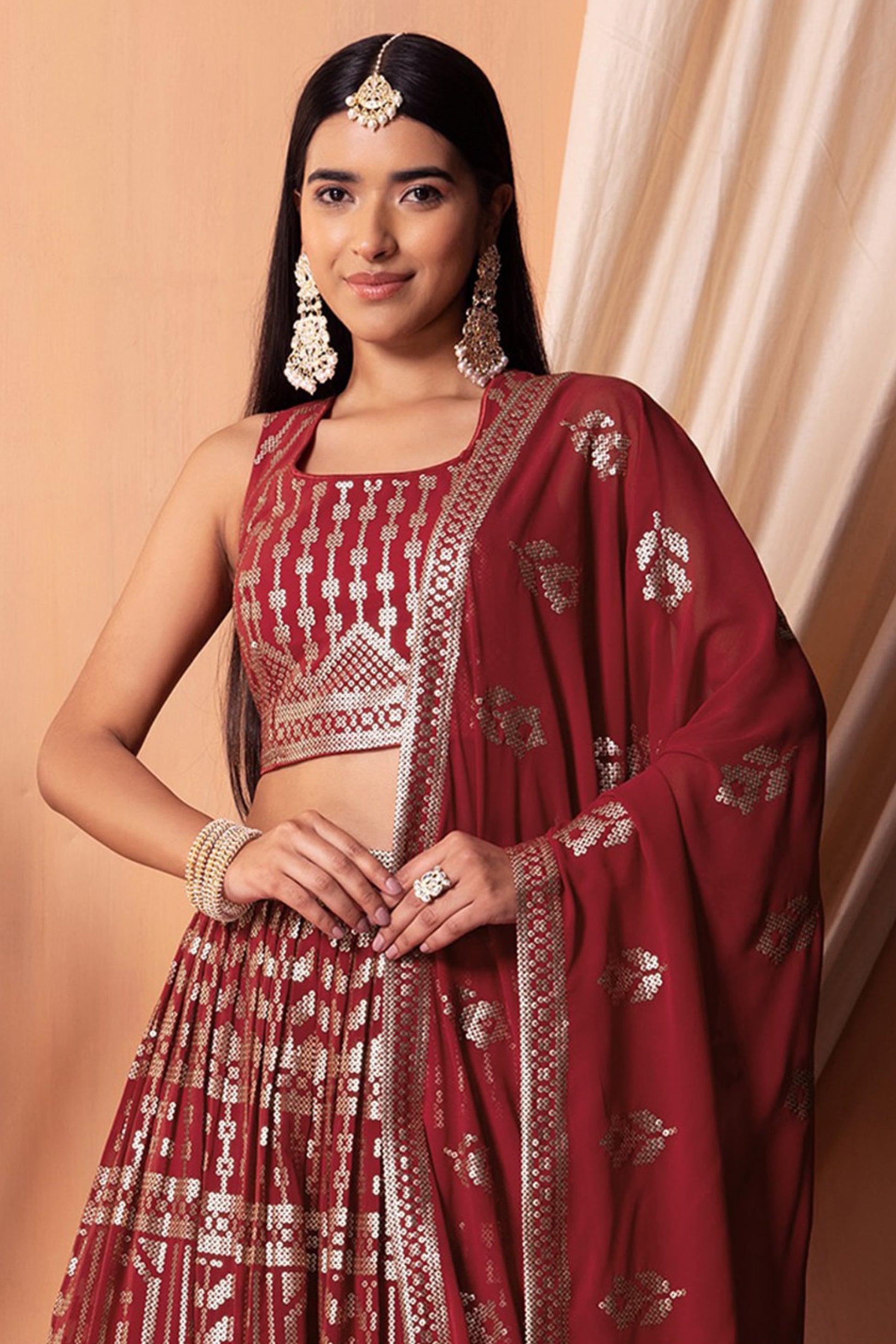 "Lehengas made for Indian functions across the USA."
