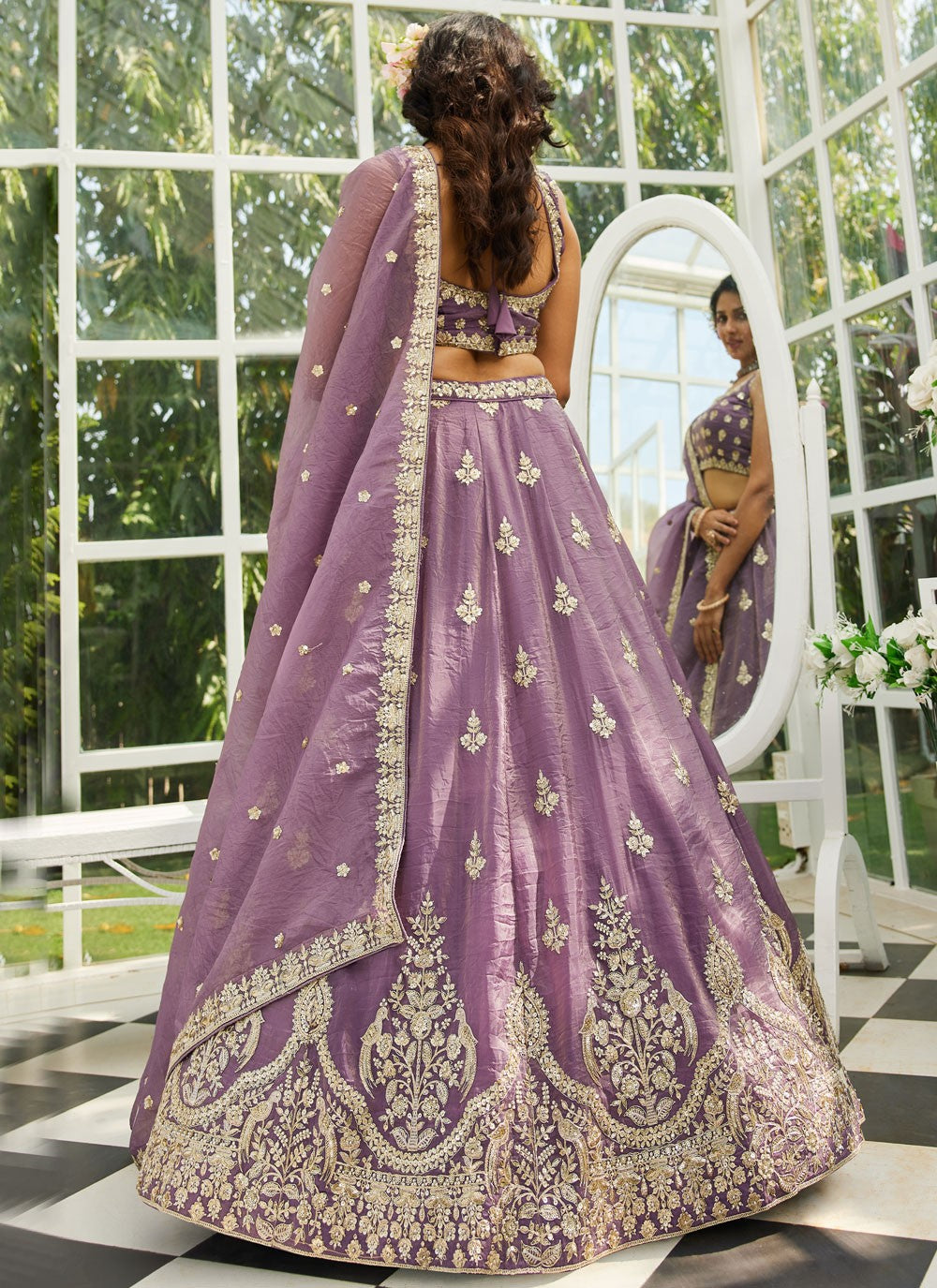 "Elegant lehengas for U.S.-based Indian celebrations."
