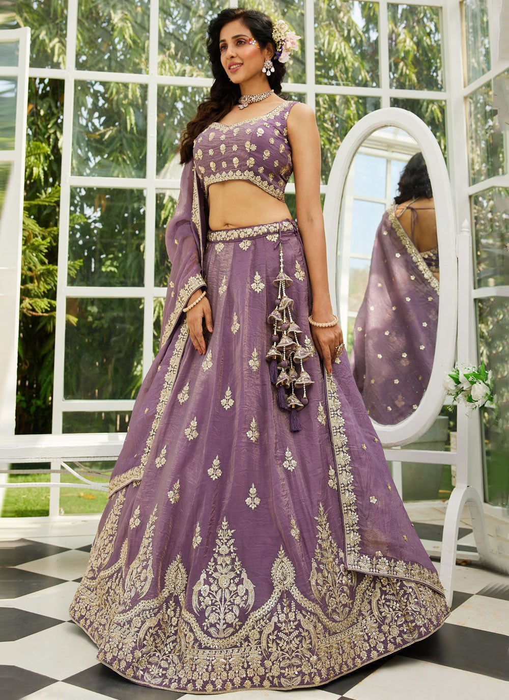 "Elegant lehengas for U.S.-based Indian celebrations."
