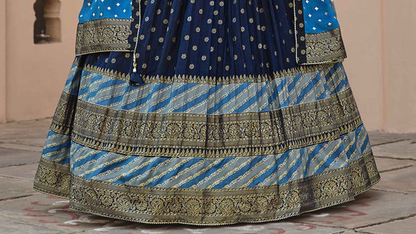 Latest blue lehenga choli with sequins for Eid and Diwali