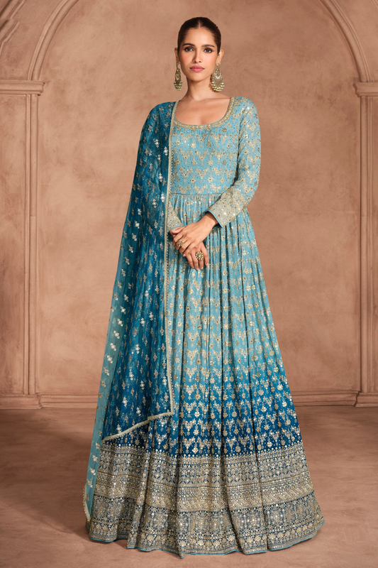 Wedding Function Party Wear Anarkali Gown Suit with Dupatta for Women's