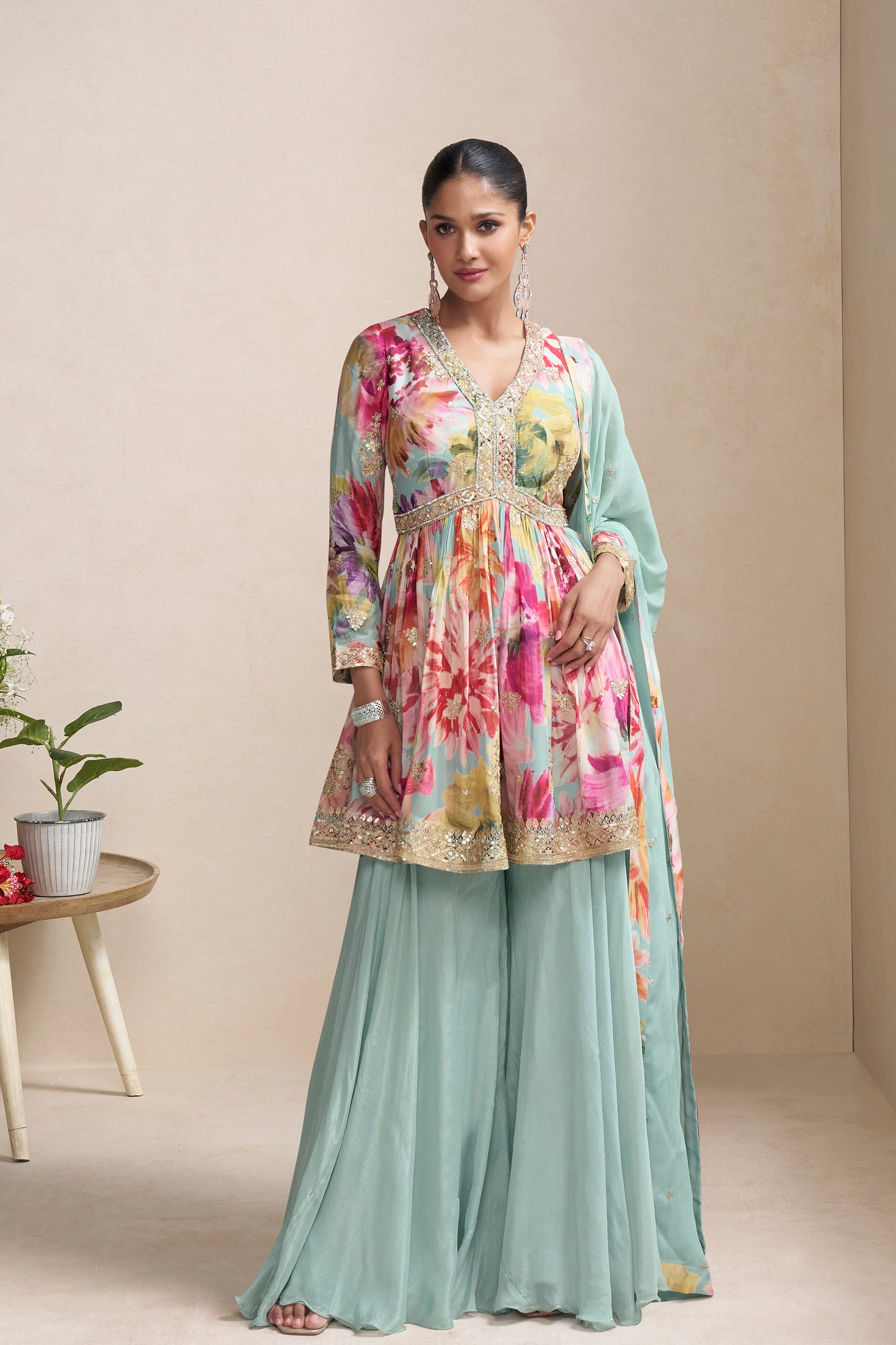 Indian Ethnic Designer Floral Palazzo Suit