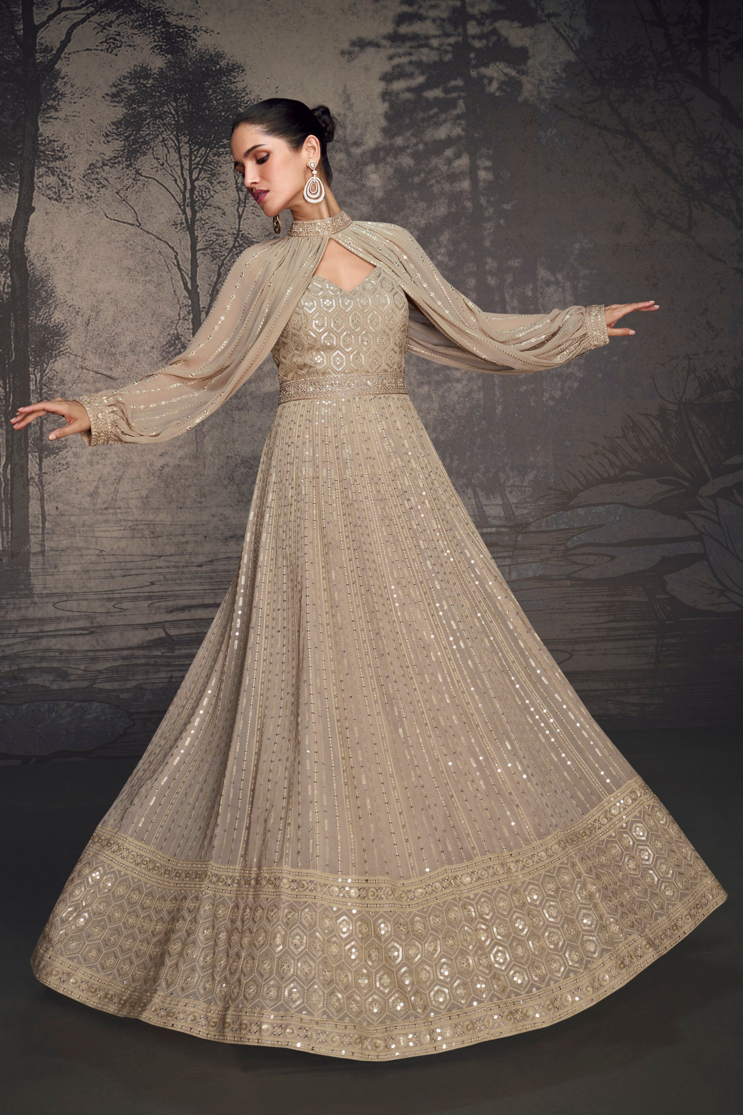 Heavy South Asian Real Georgette Designer Anarkali Suits For Ramadan Special Party Wear
