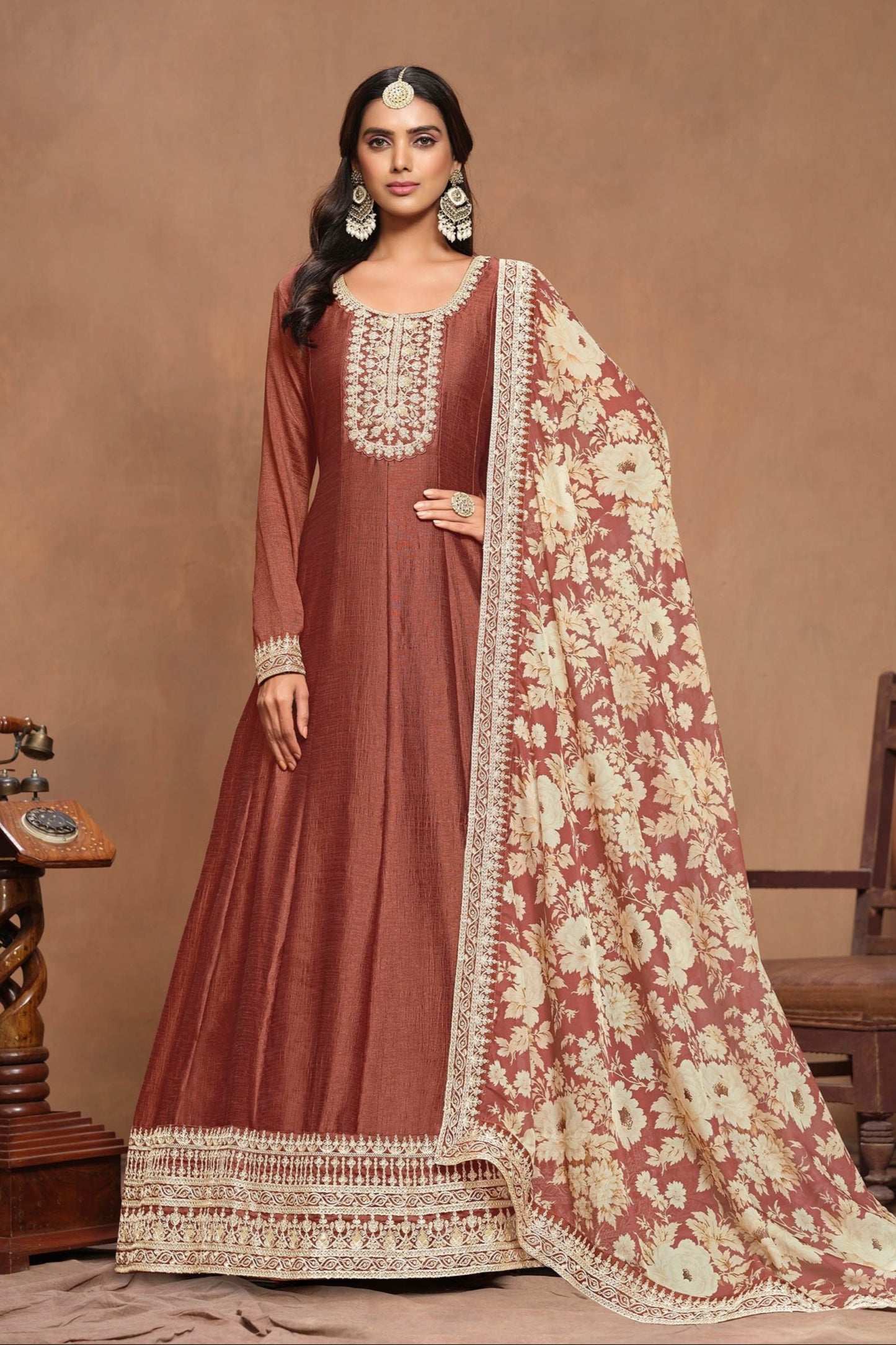 Designer Anarkali Dress for Wedding Wear Embroidery Worked for Canada 