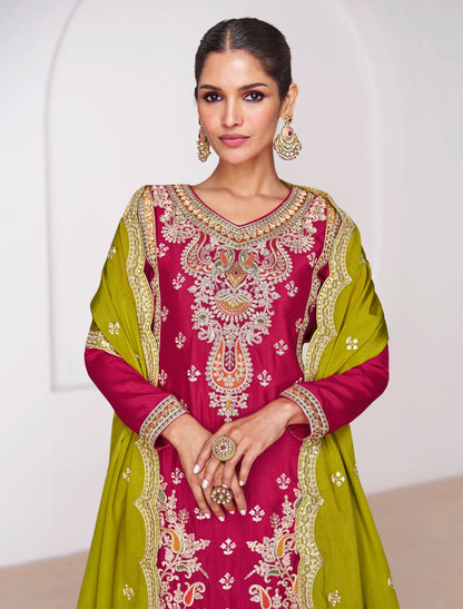 Wedding Function Party Wear Salwar Kameez Palazzo Dupatta Suit