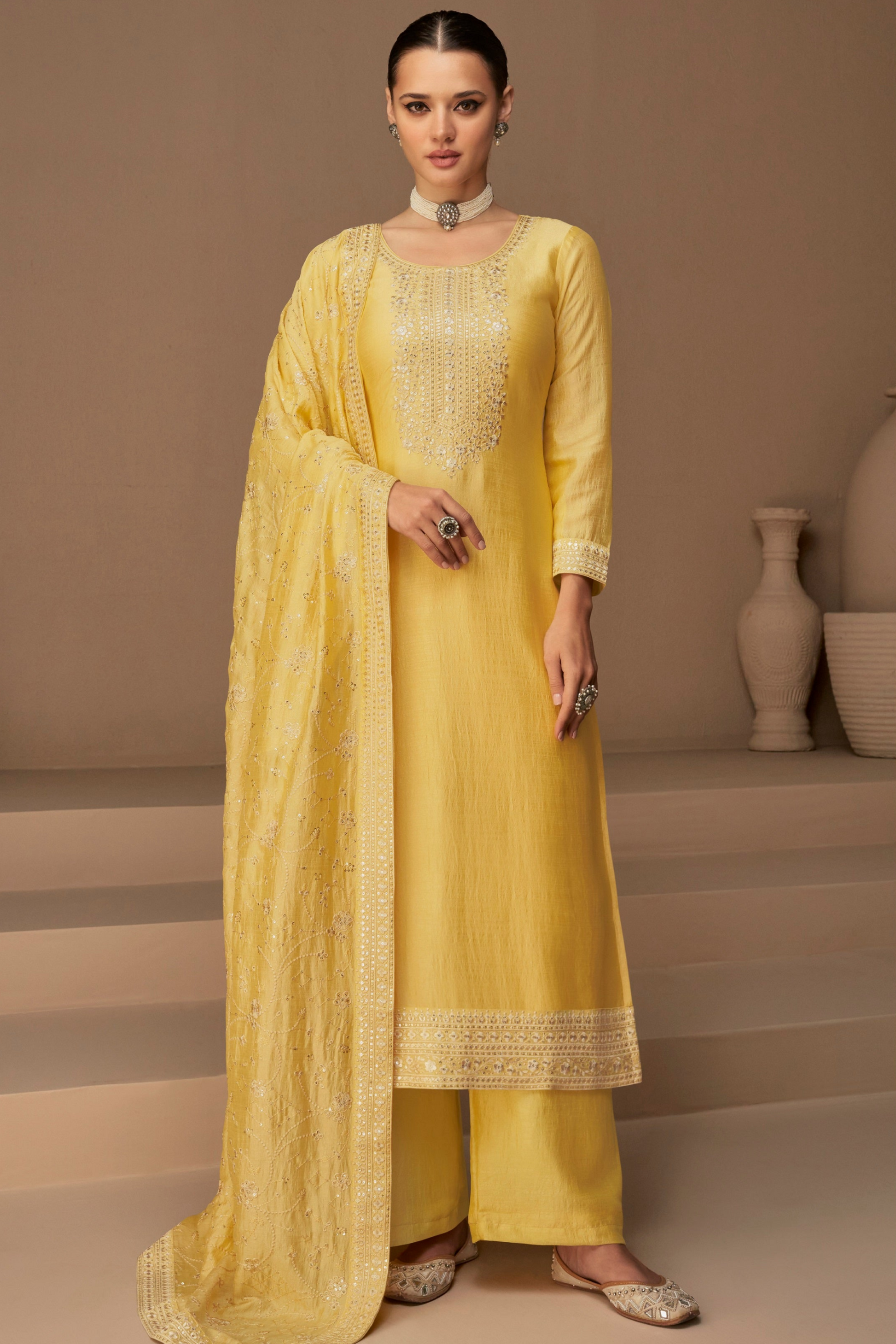 Women wearing salwar kamiz in premium silk party wear