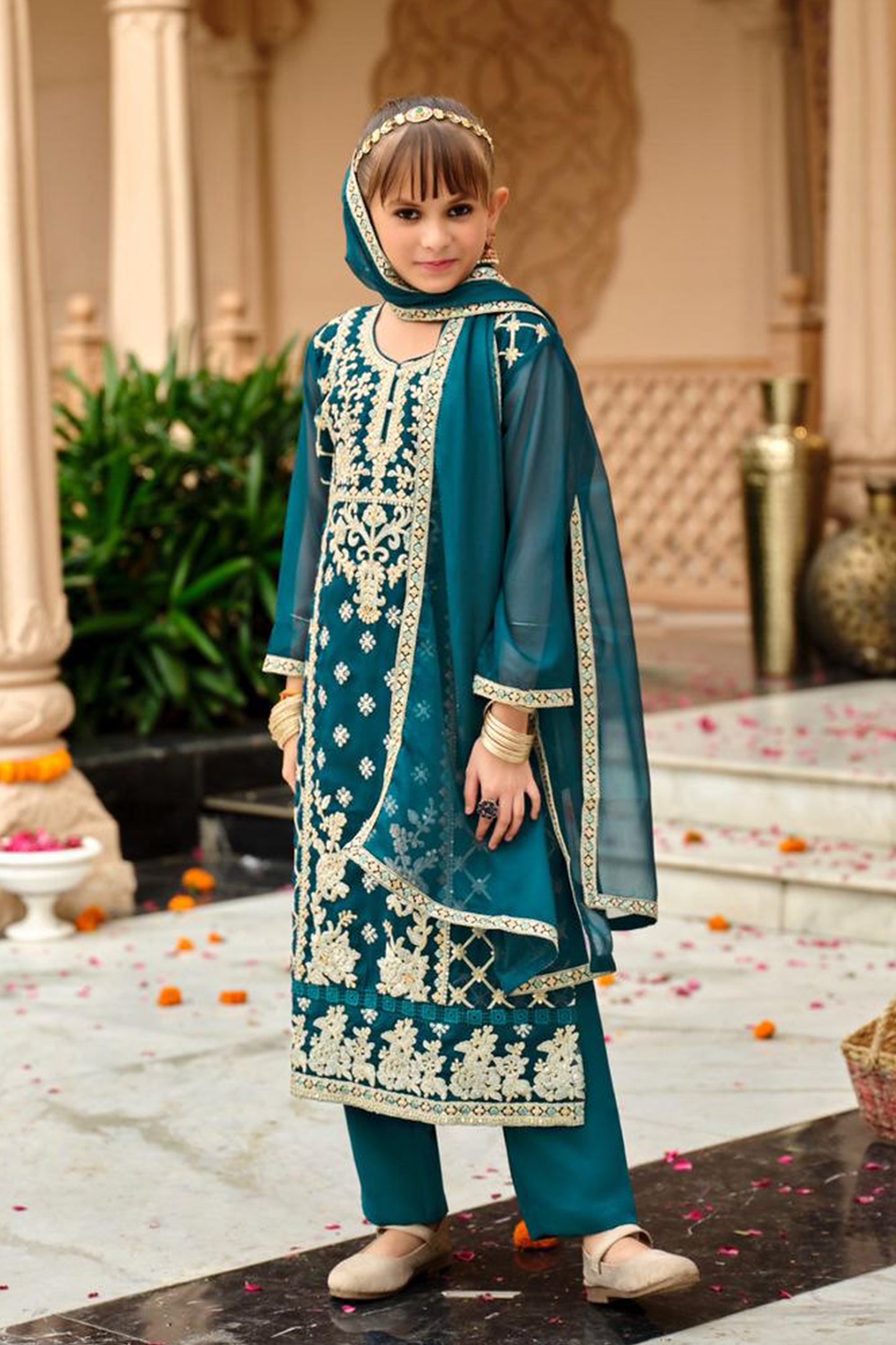 Teal Embroidered Design Wedding Salwar Suit 