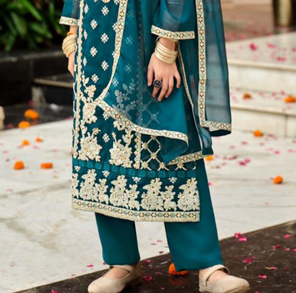 Teal Embroidered Salwar Suit for Stylish Ethnic Wear