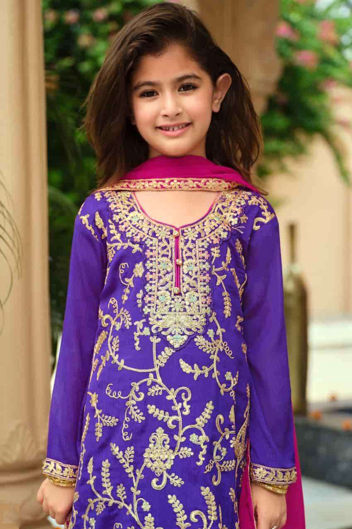 Purple Kids Salwar Kameez Palazzo Suit Festive Wear