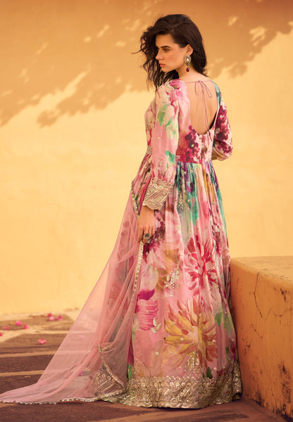 Pink Long Anarkali Gown Traditional Wear Indian Dresses