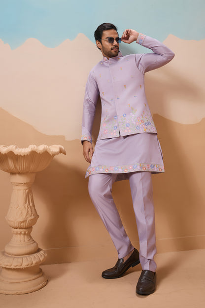 Man Salwar Kurta Premium Lavender Mens Wear Look