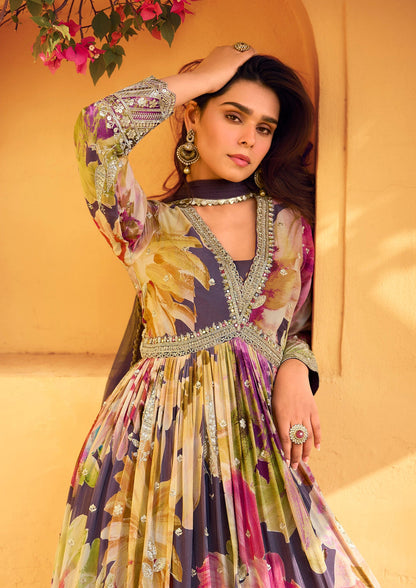 Premium Anarkali for Women's Wear Premium Chinon & Silk Suits With Dupatta 