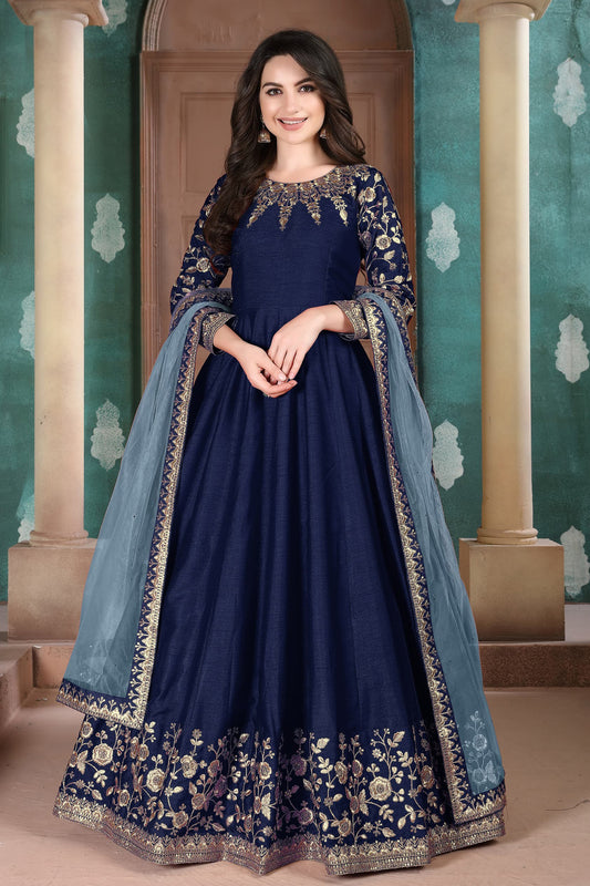 Party Wear Long Anarkali Dress for Women with Long Net Sleeve.