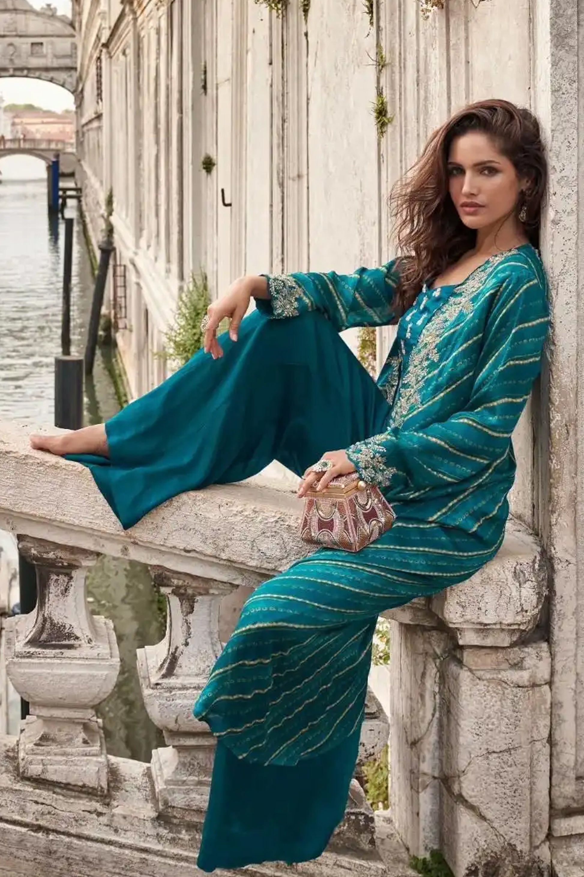 Wedding Embroidered Design Traditional Look Palazzo Suit 
