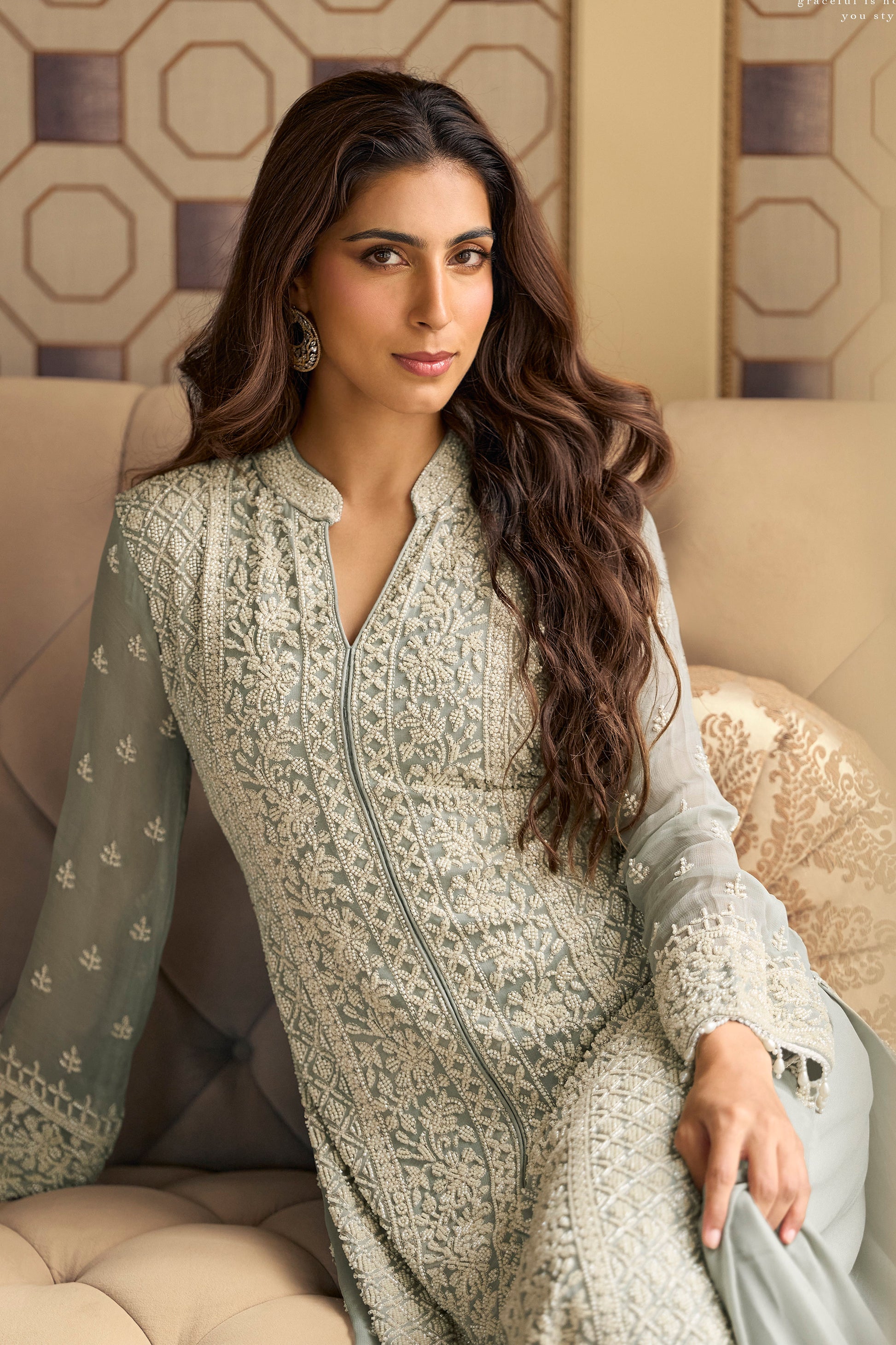 Gray Traditional Ethnic Salwar Kameez Suit for Women Party Gray / 2-US XXS (34)