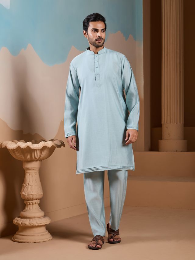 Mens Blue Kurta In Sky Blue Ethnic Look