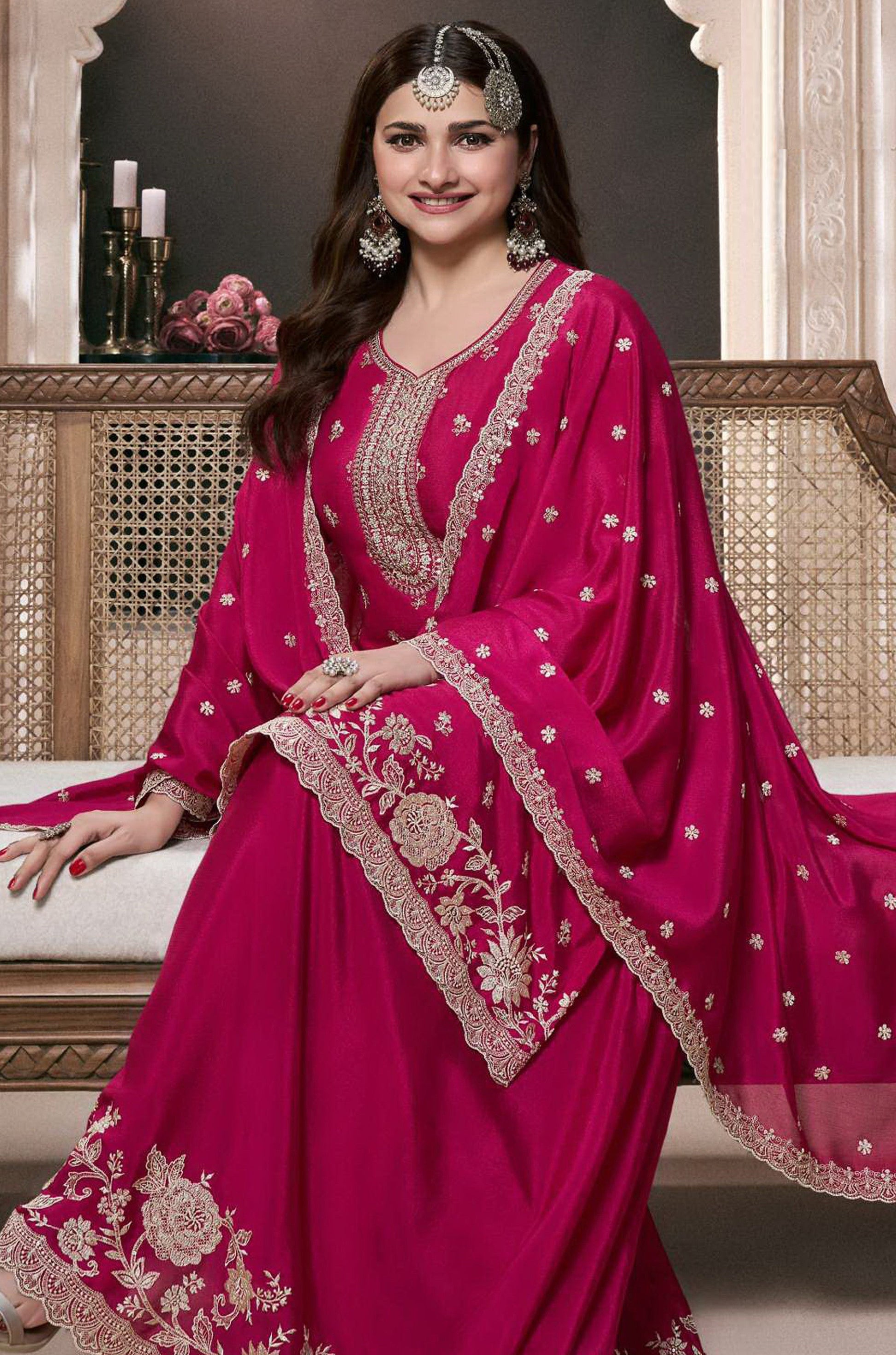 Pakistani Designer Embroidery Work Palazzo Suit