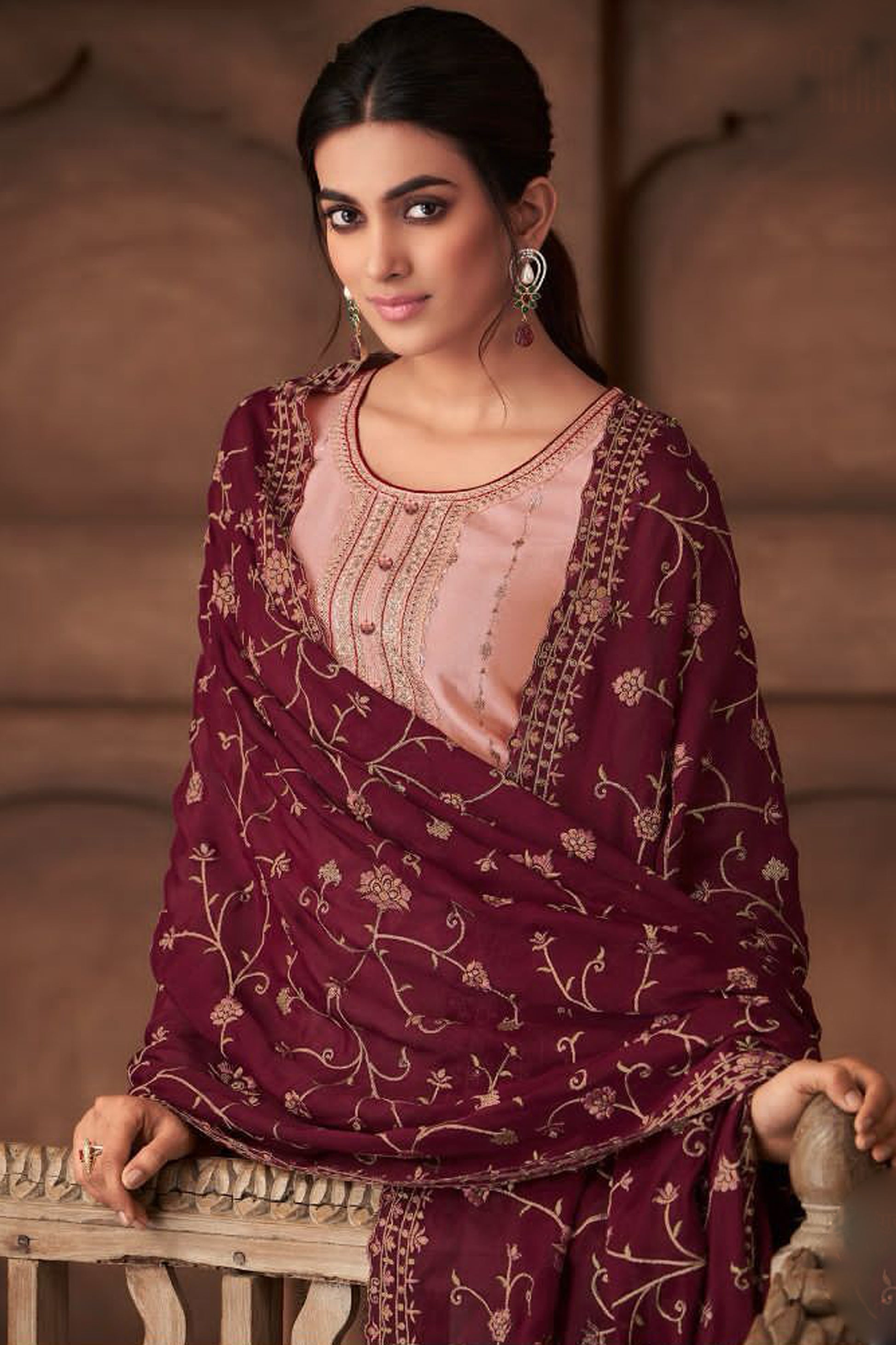 pink salwar kameez palazzo style outfit