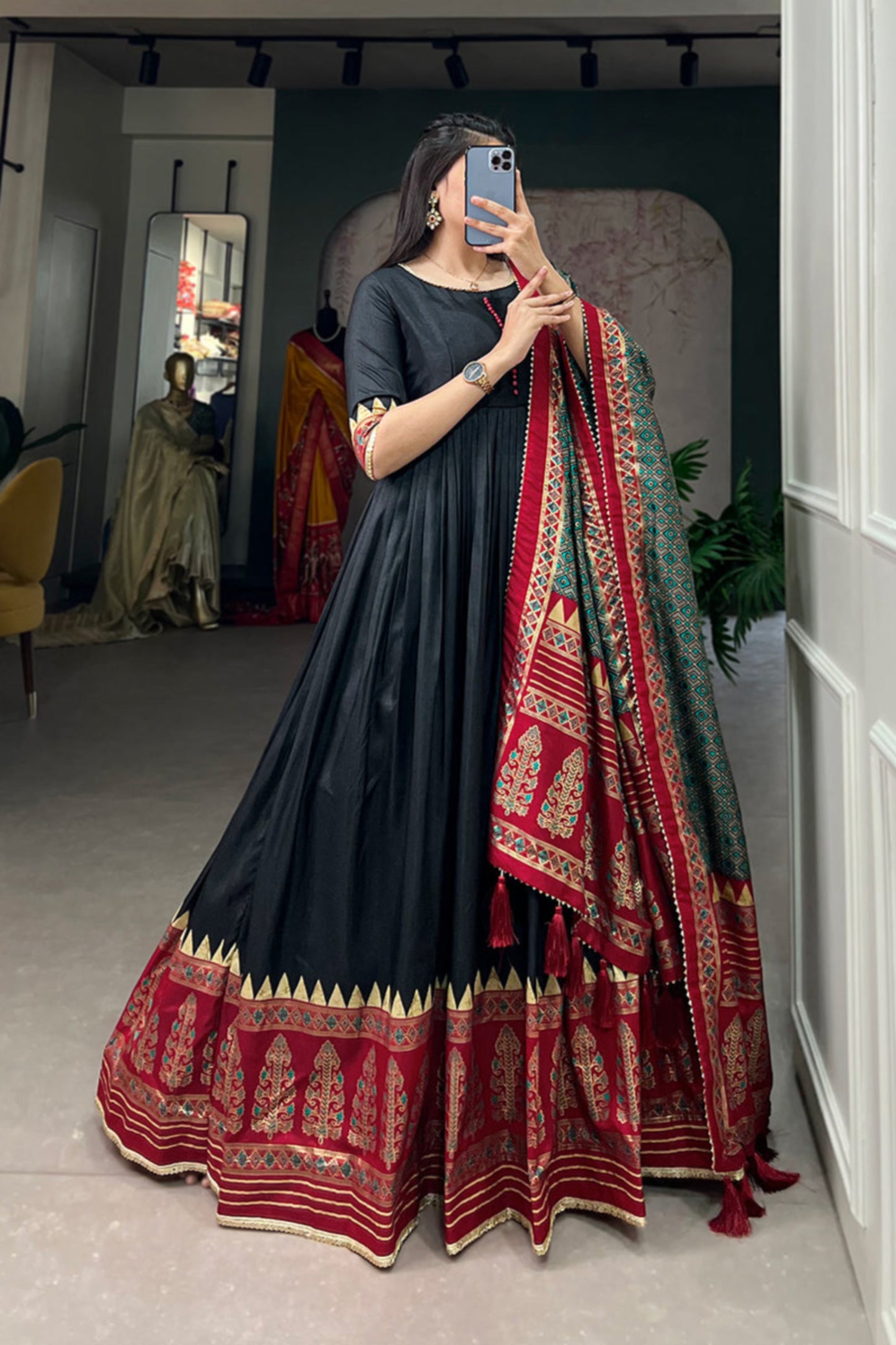 Stylish Full Long Anarkli Dupatta Dress for USA Women's Wear