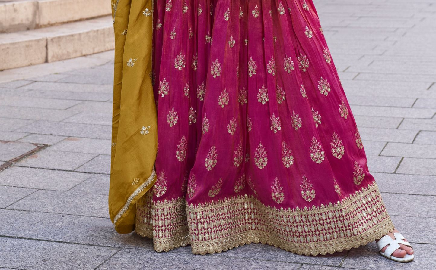 Pink sharara suit elegant wedding styling