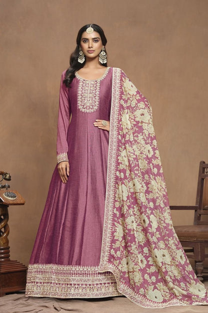Pink Anarkali Wedding Dress Indian Party Wear Dupatta Suit for UK Onine