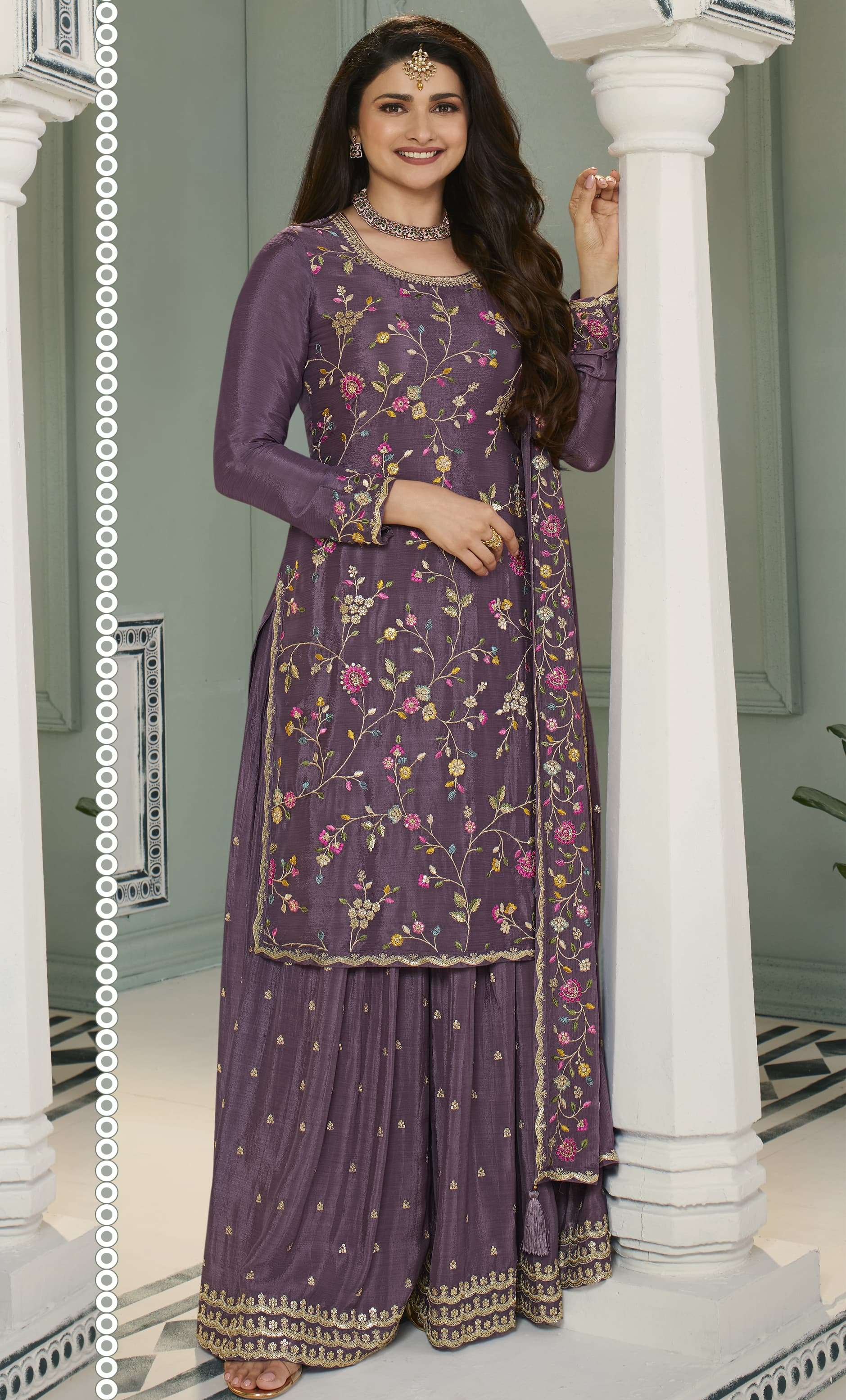 party dresses with palazzo Purple and Gold Gown Party Wear Palazzo Dress for Women
